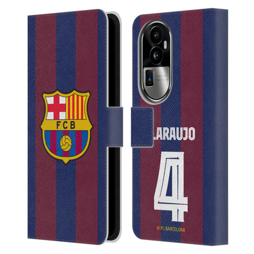 FC Barcelona 2023/24 Players Home Kit Ronald Araújo Leather Book Wallet Case Cover For OPPO Reno10 Pro+