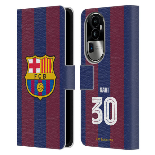 FC Barcelona 2023/24 Players Home Kit Gavi Leather Book Wallet Case Cover For OPPO Reno10 Pro+