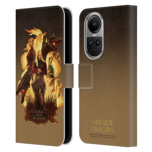 House Of The Dragon: Television Series Art Fire And Blood Leather Book Wallet Case Cover For OPPO Reno10 5G / Reno10 Pro 5G