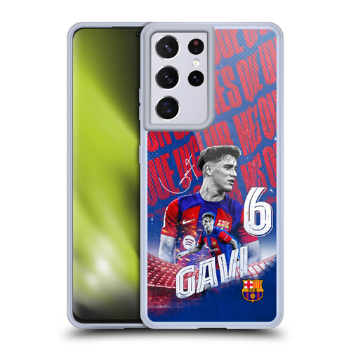 FC Barcelona 2023/24 First Team Gavi Soft Gel Case for Samsung Galaxy S21 Ultra 5G