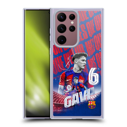 FC Barcelona 2023/24 First Team Gavi Soft Gel Case for Samsung Galaxy S22 Ultra 5G