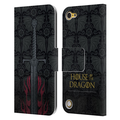 House Of The Dragon: Television Series Graphics Sword Leather Book Wallet Case Cover For Apple iPod Touch 5G 5th Gen