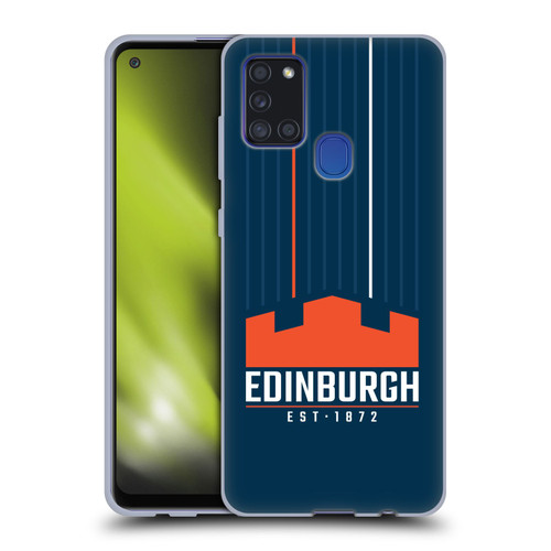 Edinburgh Rugby Logo Art Vertical Stripes Soft Gel Case for Samsung Galaxy A21s (2020)