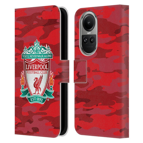 Liverpool Football Club Camou Home Colourways Crest Leather Book Wallet Case Cover For OPPO Reno10 5G / Reno10 Pro 5G