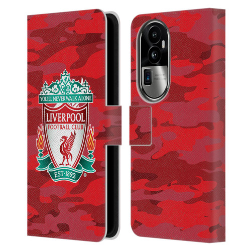 Liverpool Football Club Camou Home Colourways Crest Leather Book Wallet Case Cover For OPPO Reno10 Pro+