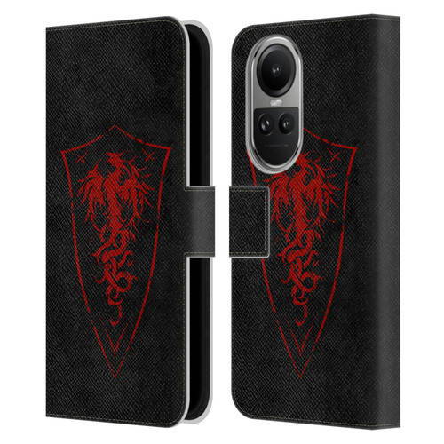 Christos Karapanos Shield Phoenix Leather Book Wallet Case Cover For OPPO Reno10 5G / Reno10 Pro 5G