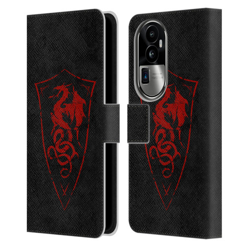 Christos Karapanos Shield Dragon Leather Book Wallet Case Cover For OPPO Reno10 Pro+