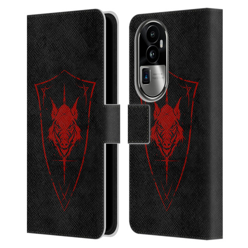 Christos Karapanos Shield Wild Boar Leather Book Wallet Case Cover For OPPO Reno10 Pro+