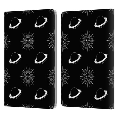 Haroulita Celestial Black And White Planet And Sun Leather Book Wallet Case Cover For Amazon Kindle Paperwhite 1 / 2 / 3