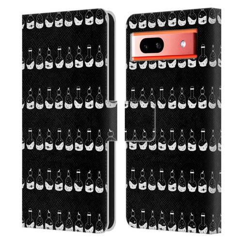 Haroulita Celestial Black And White Bottle Leather Book Wallet Case Cover For Google Pixel 7a