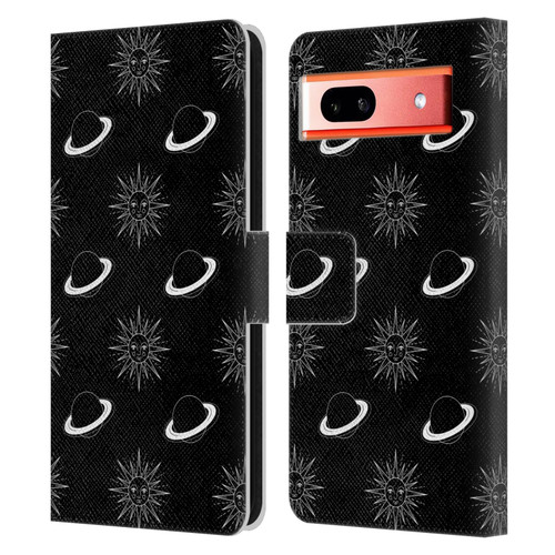 Haroulita Celestial Black And White Planet And Sun Leather Book Wallet Case Cover For Google Pixel 7a
