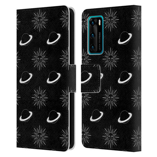 Haroulita Celestial Black And White Planet And Sun Leather Book Wallet Case Cover For Huawei P40 5G