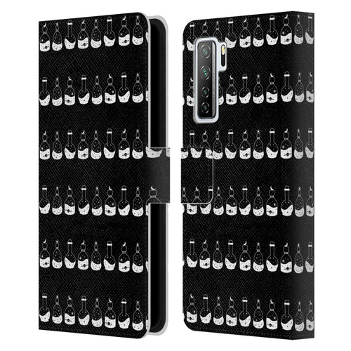 Haroulita Celestial Black And White Bottle Leather Book Wallet Case Cover For Huawei Nova 7 SE/P40 Lite 5G