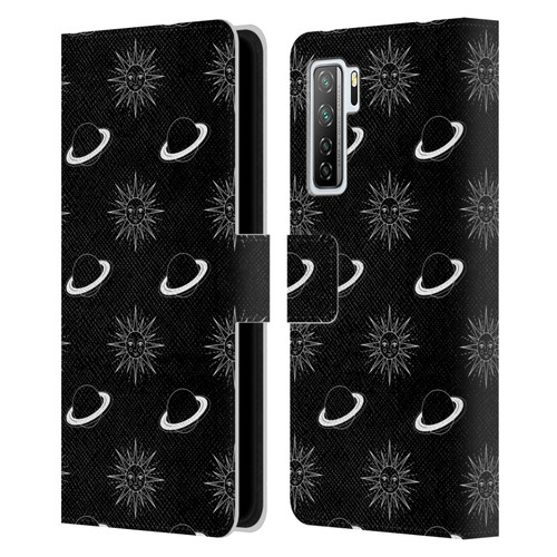 Haroulita Celestial Black And White Planet And Sun Leather Book Wallet Case Cover For Huawei Nova 7 SE/P40 Lite 5G