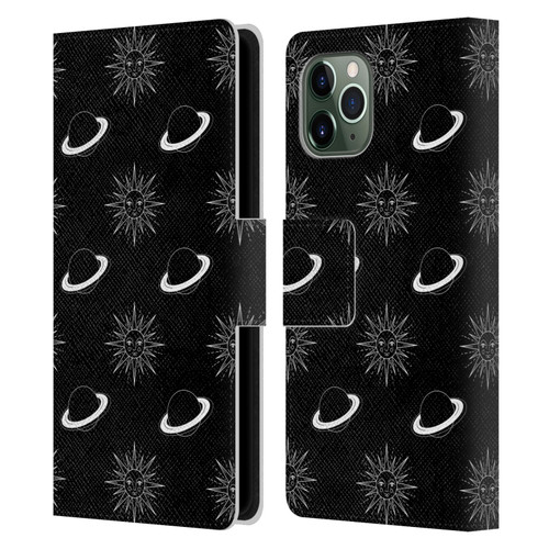 Haroulita Celestial Black And White Planet And Sun Leather Book Wallet Case Cover For Apple iPhone 11 Pro