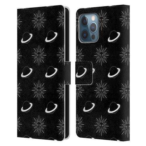 Haroulita Celestial Black And White Planet And Sun Leather Book Wallet Case Cover For Apple iPhone 12 Pro Max