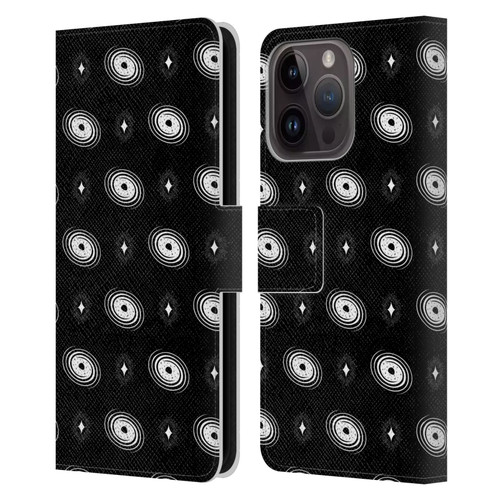 Haroulita Celestial Black And White Galaxy Leather Book Wallet Case Cover For Apple iPhone 15 Pro