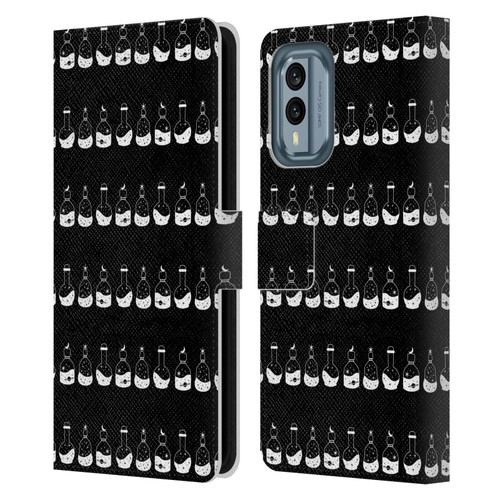 Haroulita Celestial Black And White Bottle Leather Book Wallet Case Cover For Nokia X30