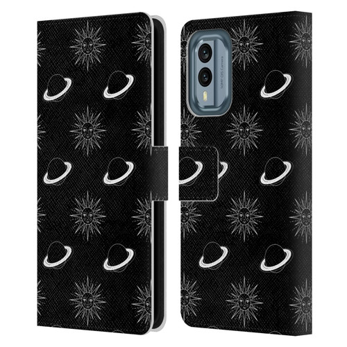 Haroulita Celestial Black And White Planet And Sun Leather Book Wallet Case Cover For Nokia X30