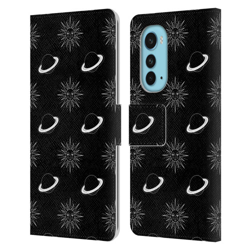 Haroulita Celestial Black And White Planet And Sun Leather Book Wallet Case Cover For Motorola Edge (2022)