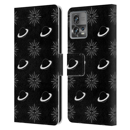 Haroulita Celestial Black And White Planet And Sun Leather Book Wallet Case Cover For Motorola Moto Edge 30 Fusion