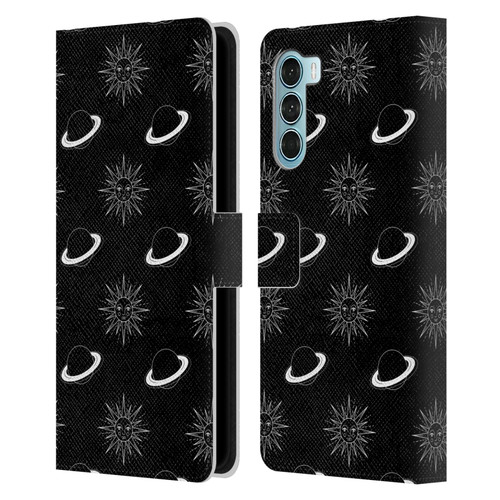 Haroulita Celestial Black And White Planet And Sun Leather Book Wallet Case Cover For Motorola Edge S30 / Moto G200 5G