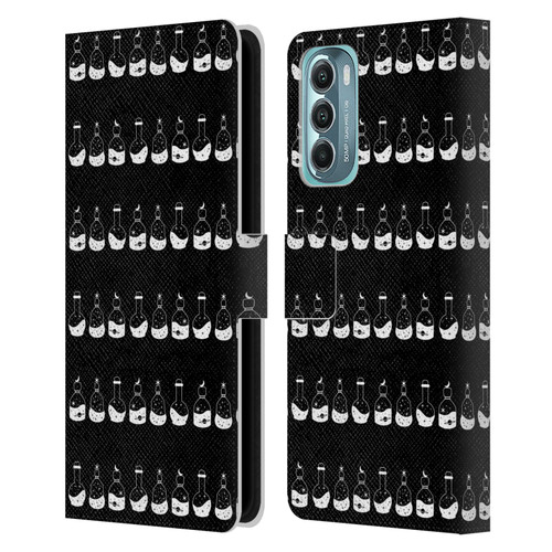 Haroulita Celestial Black And White Bottle Leather Book Wallet Case Cover For Motorola Moto G Stylus 5G (2022)