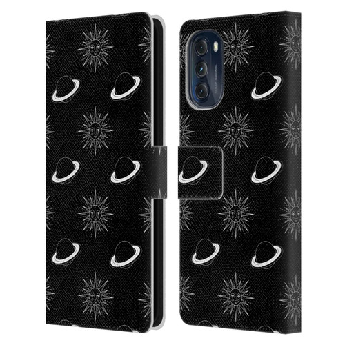 Haroulita Celestial Black And White Planet And Sun Leather Book Wallet Case Cover For Motorola Moto G (2022)