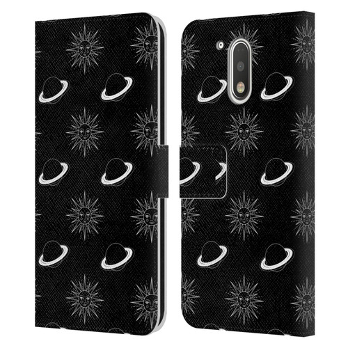 Haroulita Celestial Black And White Planet And Sun Leather Book Wallet Case Cover For Motorola Moto G41