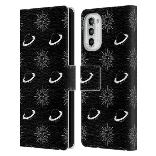 Haroulita Celestial Black And White Planet And Sun Leather Book Wallet Case Cover For Motorola Moto G52
