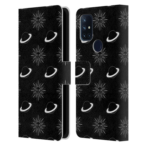 Haroulita Celestial Black And White Planet And Sun Leather Book Wallet Case Cover For OnePlus Nord N10 5G