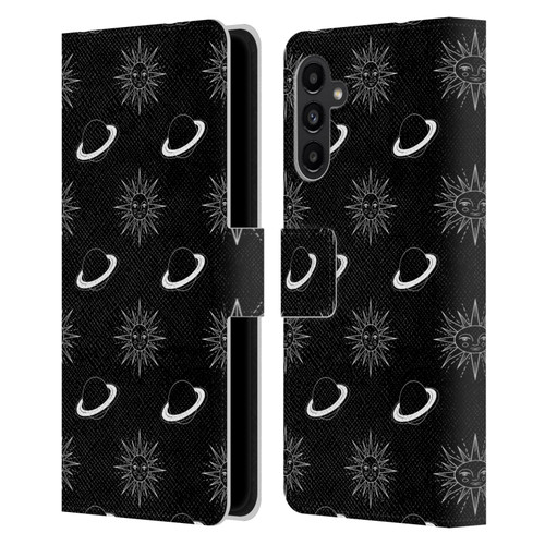 Haroulita Celestial Black And White Planet And Sun Leather Book Wallet Case Cover For Samsung Galaxy A13 5G (2021)