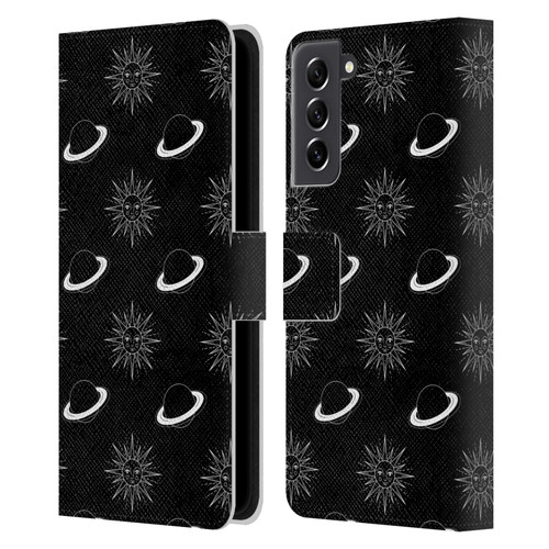 Haroulita Celestial Black And White Planet And Sun Leather Book Wallet Case Cover For Samsung Galaxy S21 FE 5G