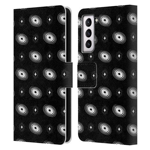 Haroulita Celestial Black And White Galaxy Leather Book Wallet Case Cover For Samsung Galaxy S21 5G