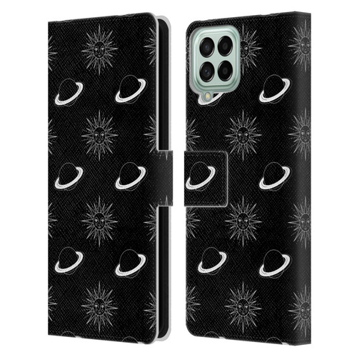Haroulita Celestial Black And White Planet And Sun Leather Book Wallet Case Cover For Samsung Galaxy M53 (2022)