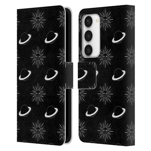 Haroulita Celestial Black And White Planet And Sun Leather Book Wallet Case Cover For Samsung Galaxy S23 5G