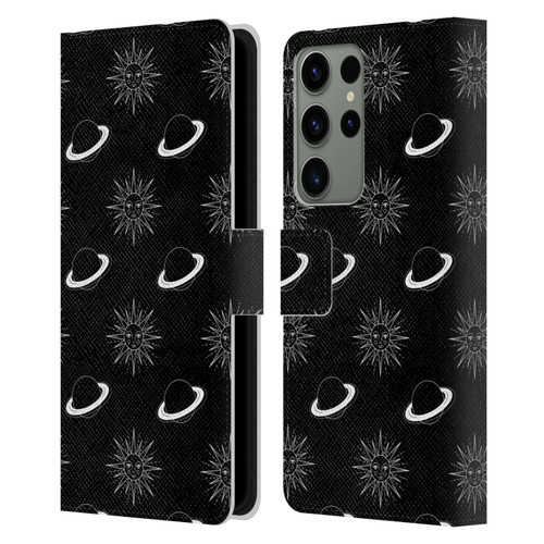 Haroulita Celestial Black And White Planet And Sun Leather Book Wallet Case Cover For Samsung Galaxy S23 Ultra 5G