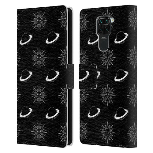 Haroulita Celestial Black And White Planet And Sun Leather Book Wallet Case Cover For Xiaomi Redmi Note 9 / Redmi 10X 4G