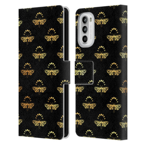 Haroulita Celestial Gold Butterfly Leather Book Wallet Case Cover For Motorola Moto G52