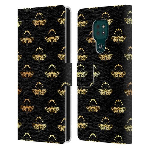 Haroulita Celestial Gold Butterfly Leather Book Wallet Case Cover For Motorola Moto G9 Play