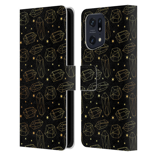 Haroulita Celestial Gold Prism Leather Book Wallet Case Cover For OPPO Find X5