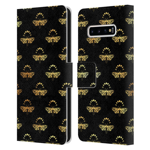 Haroulita Celestial Gold Butterfly Leather Book Wallet Case Cover For Samsung Galaxy S10+ / S10 Plus