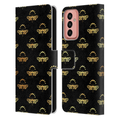 Haroulita Celestial Gold Butterfly Leather Book Wallet Case Cover For Samsung Galaxy M13 (2022)