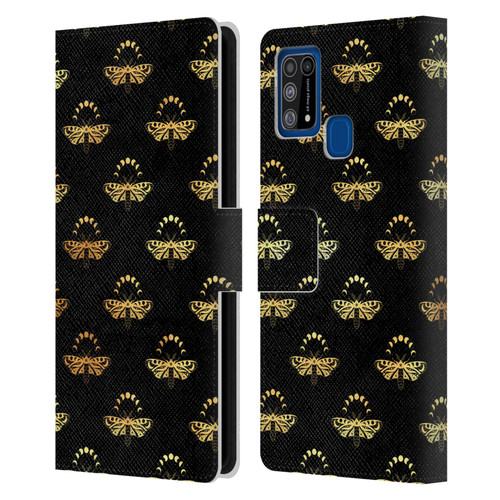 Haroulita Celestial Gold Butterfly Leather Book Wallet Case Cover For Samsung Galaxy M31 (2020)