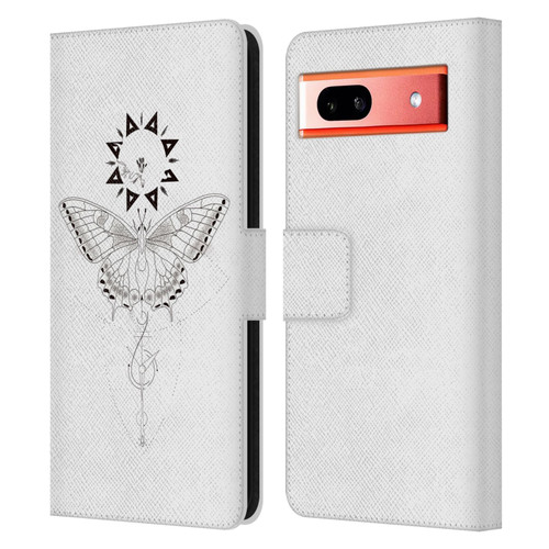 Haroulita Celestial Tattoo Butterfly And Sun Leather Book Wallet Case Cover For Google Pixel 7a