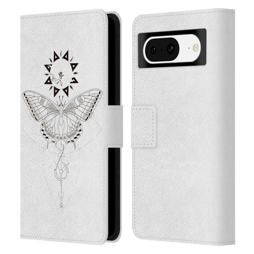Haroulita Celestial Tattoo Butterfly And Sun Leather Book Wallet Case Cover For Google Pixel 8