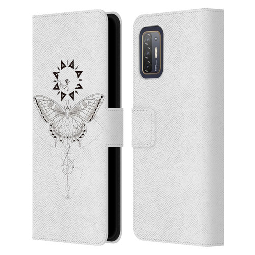 Haroulita Celestial Tattoo Butterfly And Sun Leather Book Wallet Case Cover For HTC Desire 21 Pro 5G