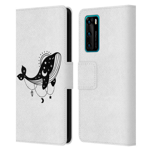 Haroulita Celestial Tattoo Whale Leather Book Wallet Case Cover For Huawei P40 5G