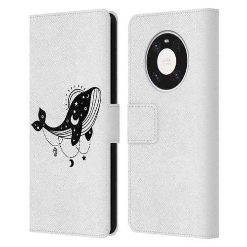Haroulita Celestial Tattoo Whale Leather Book Wallet Case Cover For Huawei Mate 40 Pro 5G