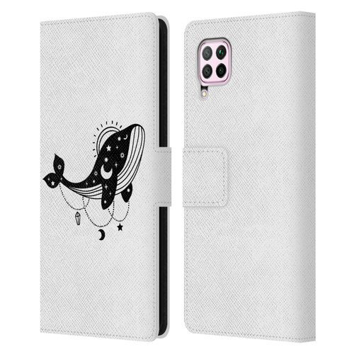 Haroulita Celestial Tattoo Whale Leather Book Wallet Case Cover For Huawei Nova 6 SE / P40 Lite